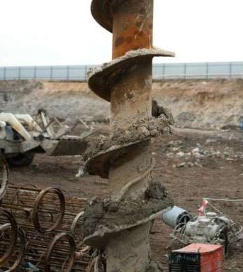 caissons at construction site